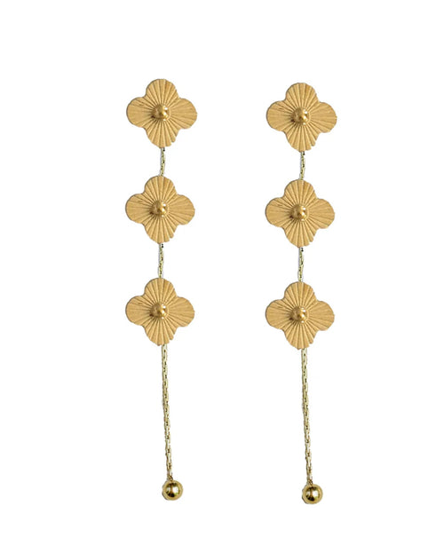 Gold Clover Duster Drop Earrings