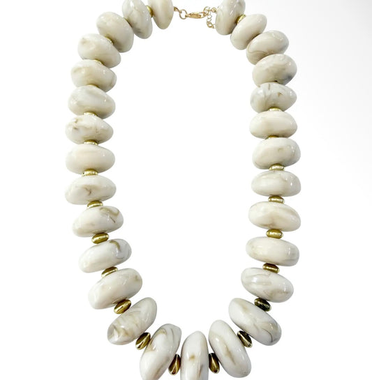 Randi Chunky Beaded Necklace- Cream
