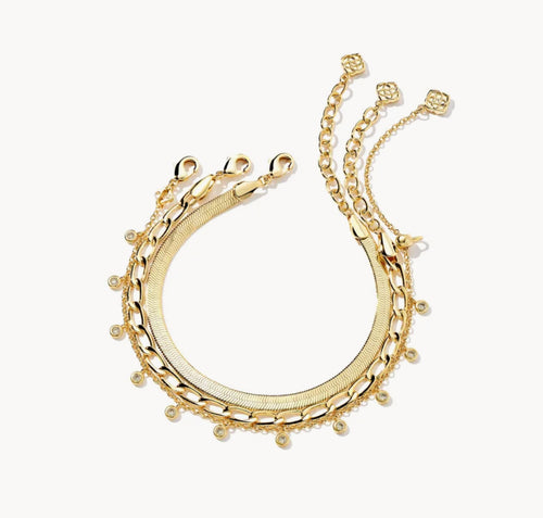 Kassie Set of 3 Chain Bracelets in Gold