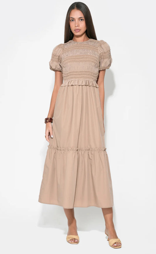 Erin Short Sleeve Smocked Midi Dress