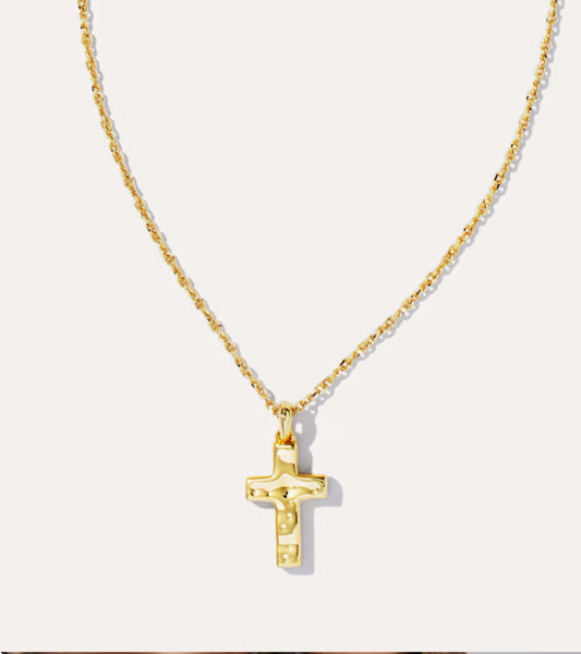 Cross Pendant Necklace Gold Metal