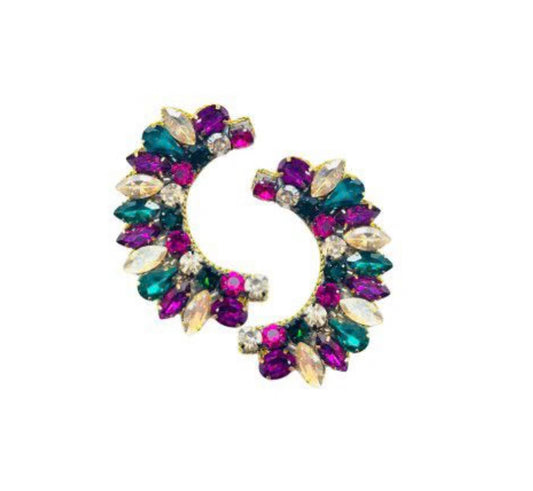 Mardi Gras Statement Gem Wing Earrings