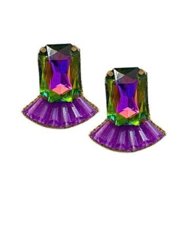 Mardi Gras Statement Gem Stud Earrings