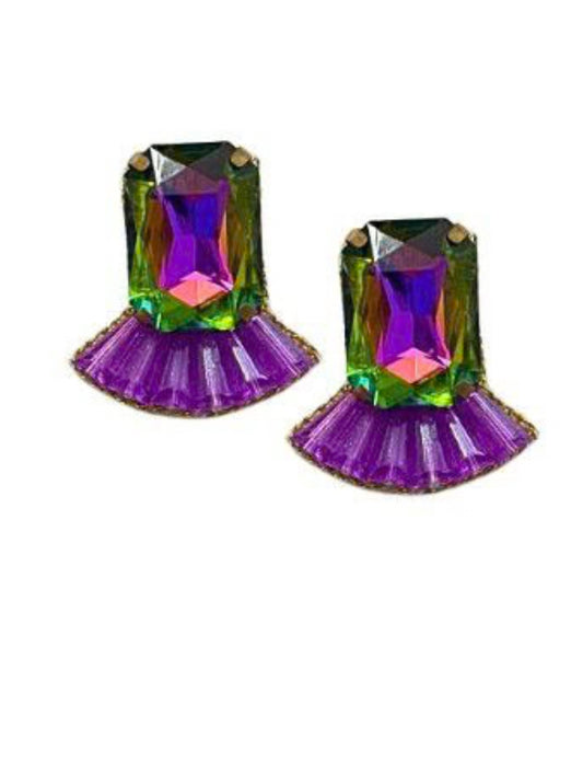 Mardi Gras Statement Gem Stud Earrings