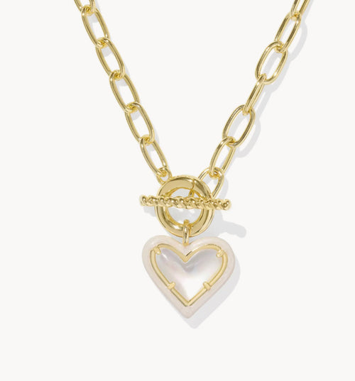 Ari Heart Gold MOP Chain Necklace