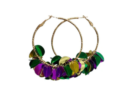 Mardi Gras Sequin Sprinkle Hoops