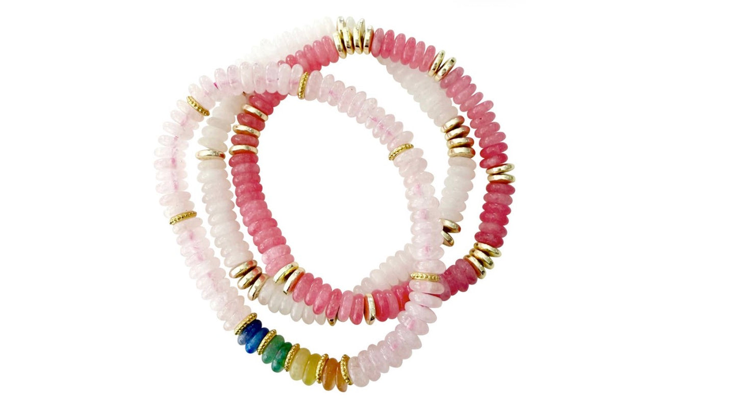 Chelsea Beaded Bracelet Set- Pink