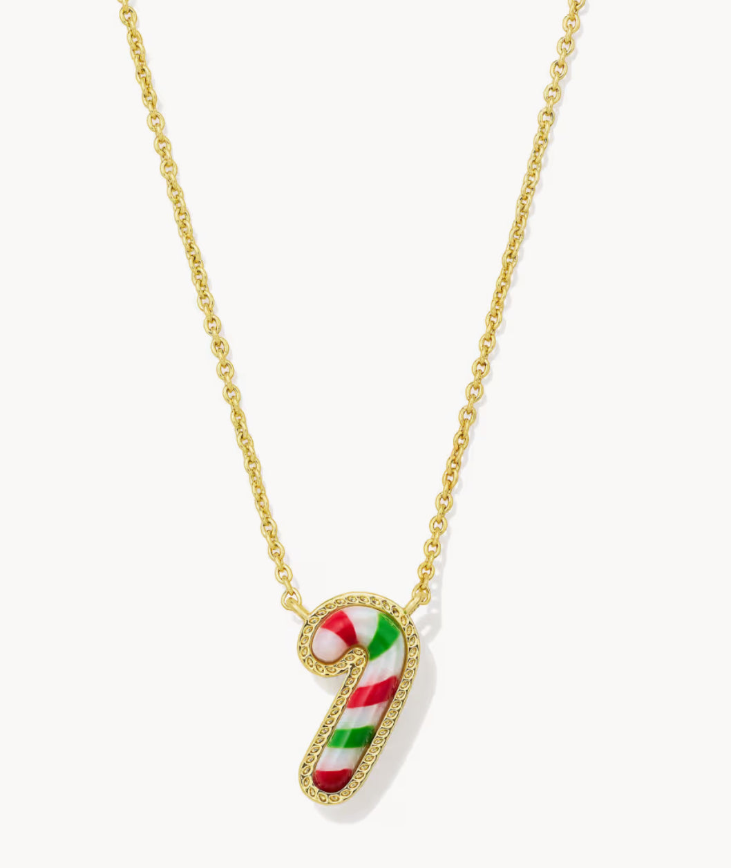 Candy Cane Gold Short Pendant Necklace