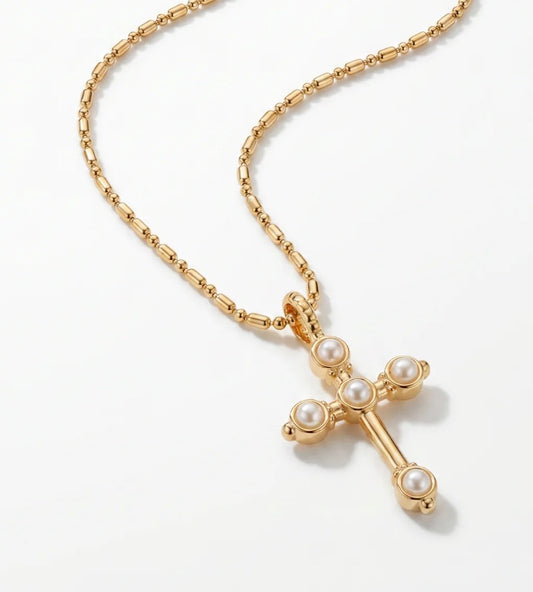 Bezel Stone Cross Necklace