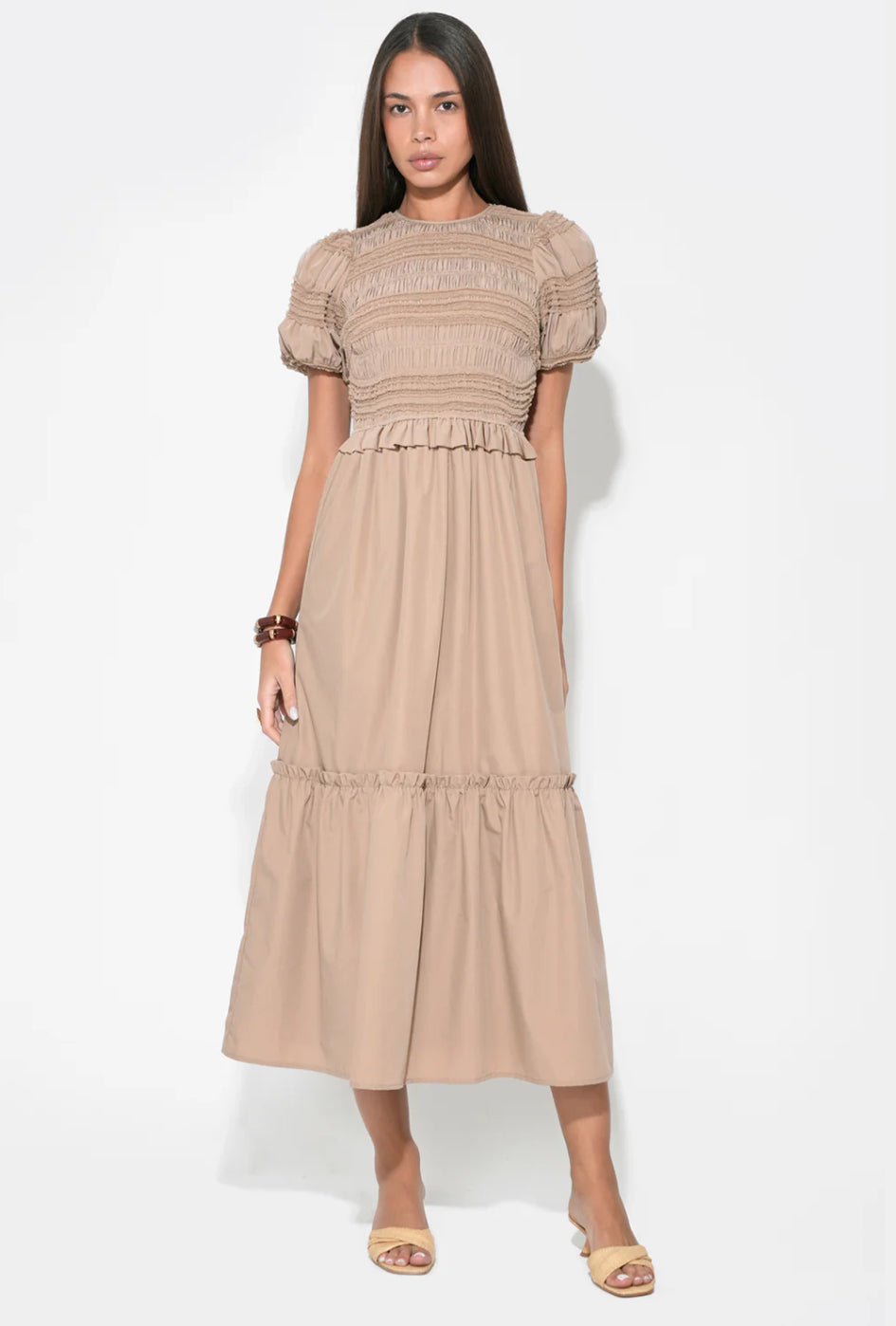 Erin Short Sleeve Smocked Midi Dress