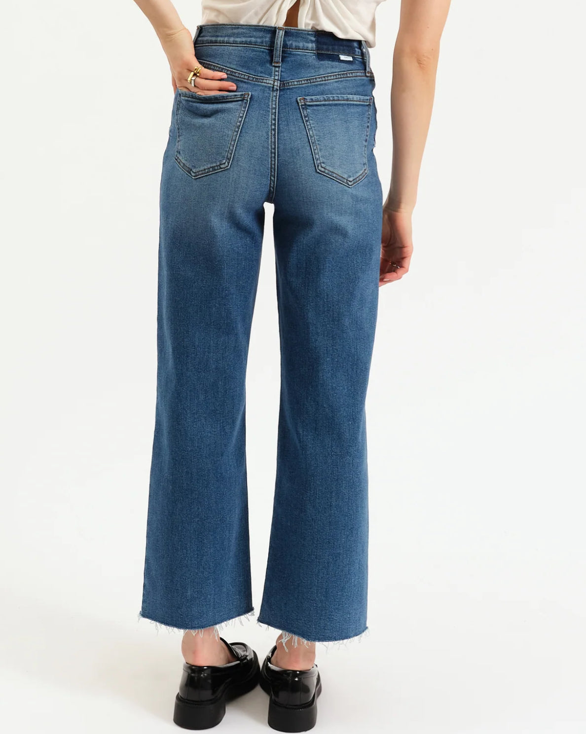 Pleaser High Rise Wide Ankle In Indigo Wave