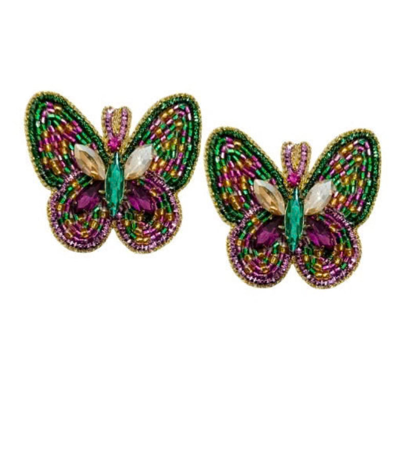 Mardi Gras Butterfly Multi Stud Earrings