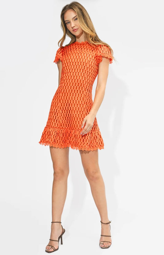 Kayla Flutter Sleeve Lace Mini Dress
