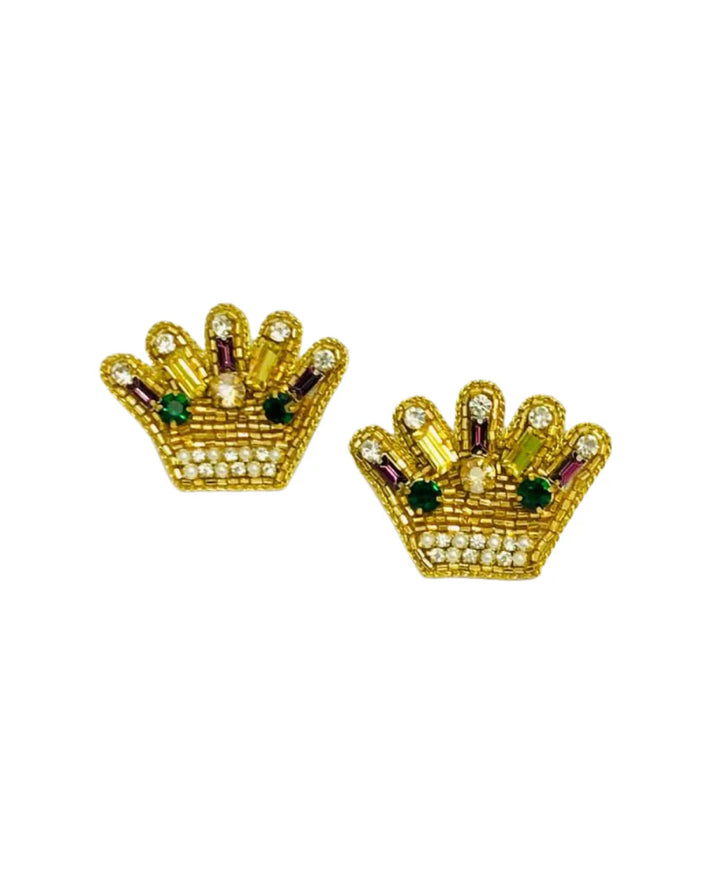 Mardi Gras Mini Crown Studs