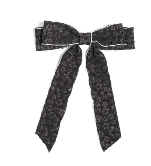 Black Textured Bow Clip