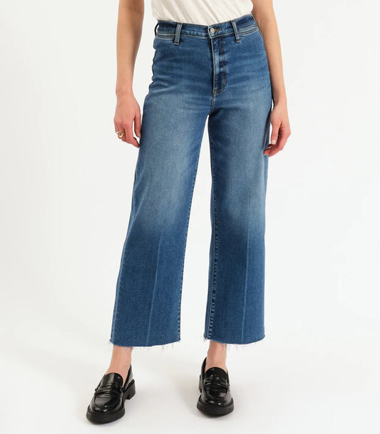 Pleaser High Rise Wide Ankle In Indigo Wave