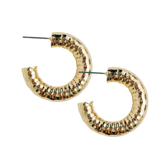 Hammered Gold Vintage Style Hoop Earrings