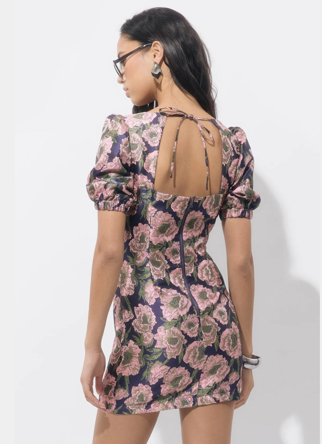 Primrose Puff Sleeve Jacquard Mini Dress