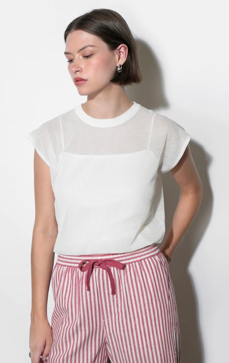 White Natalia Sheer Bubble Sweater Top
