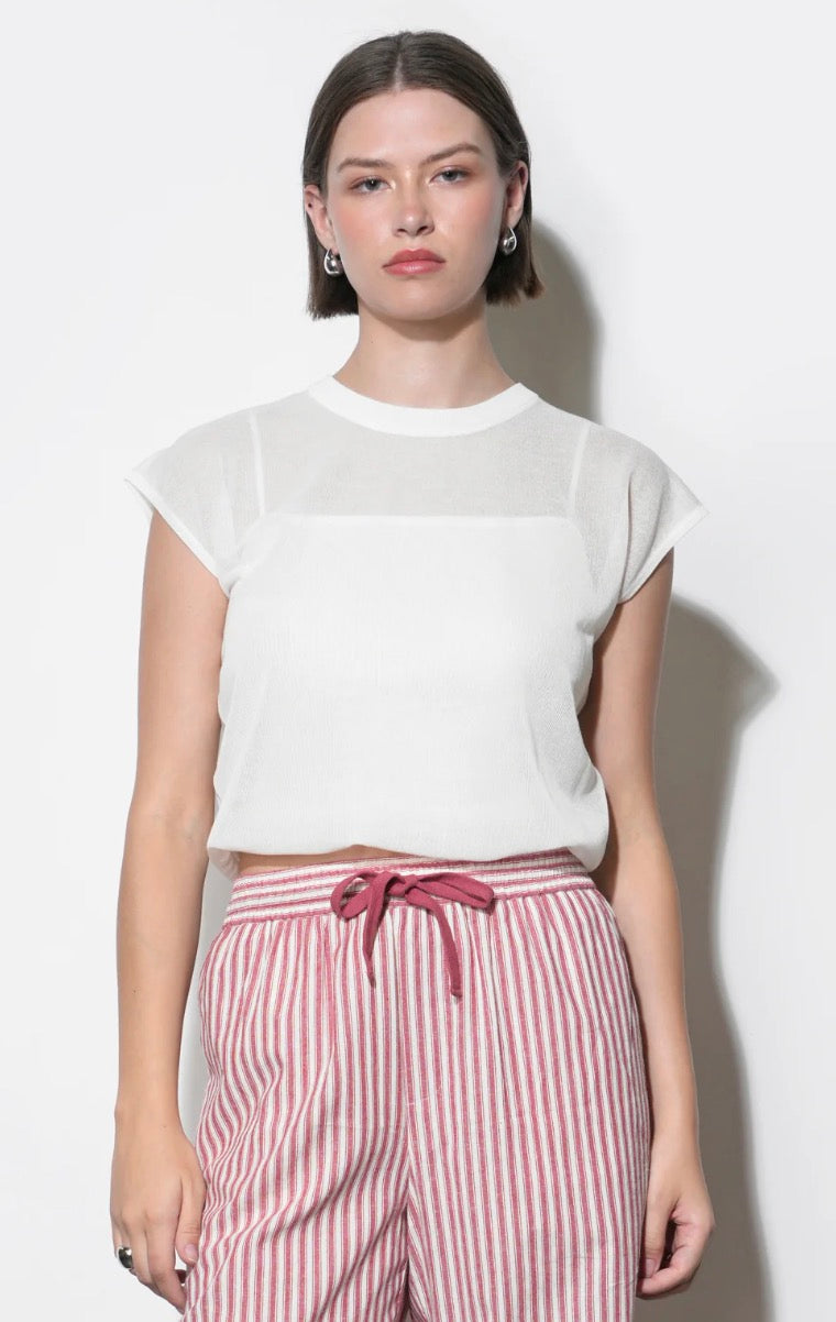 White Natalia Sheer Bubble Sweater Top