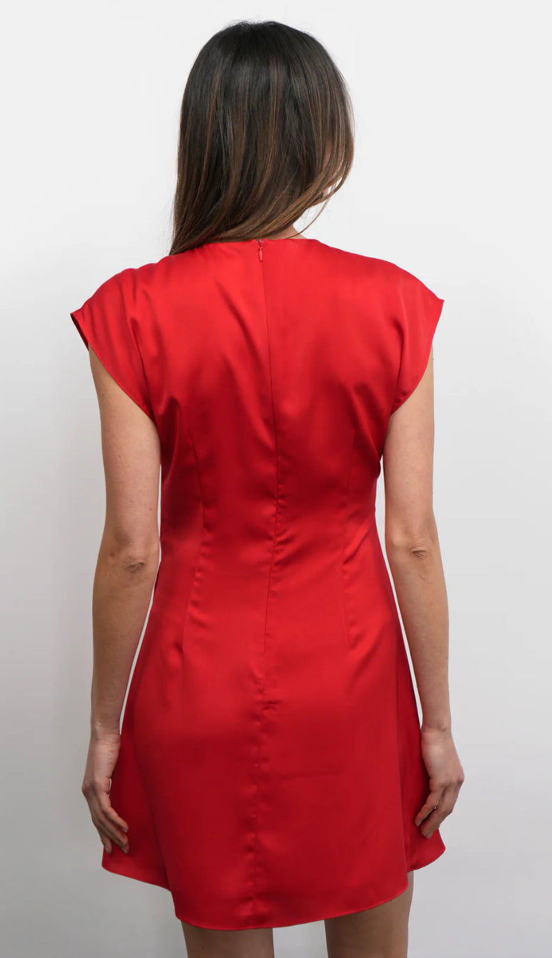 Watson Doman Sleeve Satin Side Twist Mini Dress