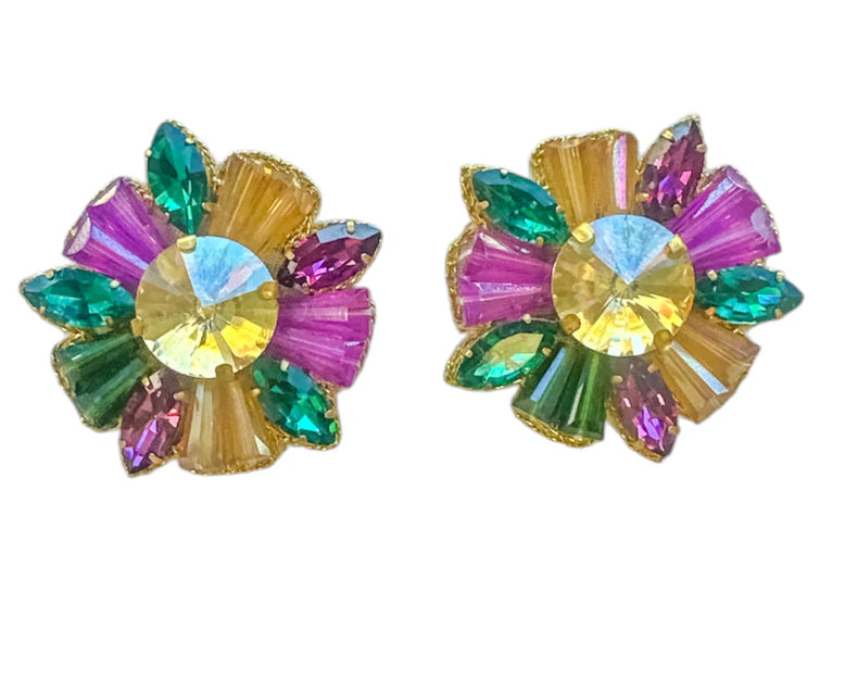 Mardi Gras Bead Burst Earrings