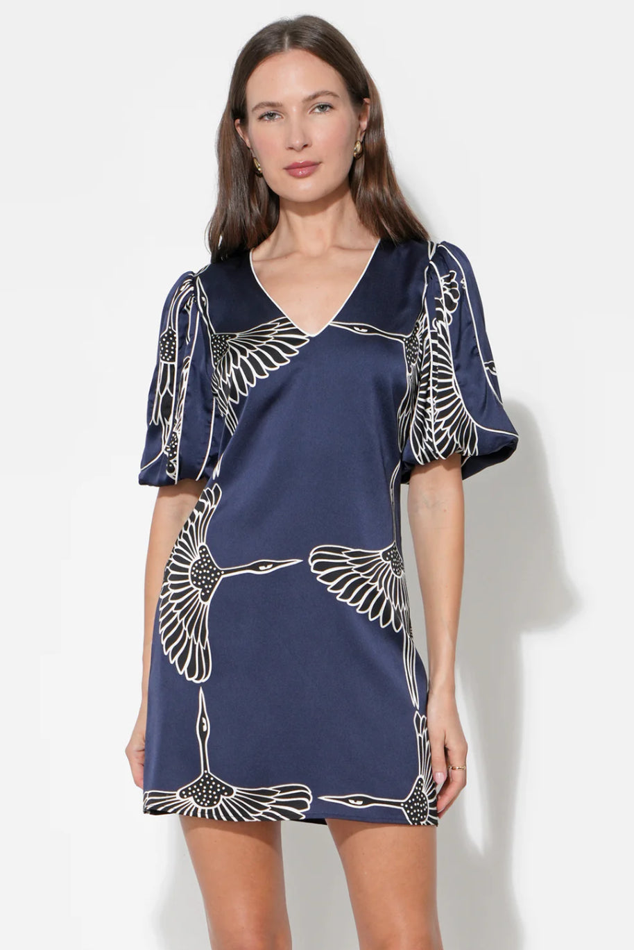 Sylvie V Neck Bubble Sleeve Mini Dress