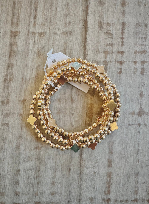 Beaded Gold Clover 5 pc Set