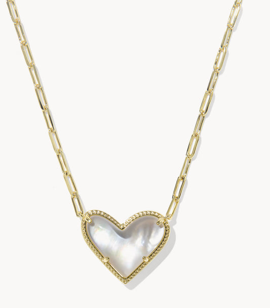Ari Heart Statement Necklace Ivory MOP