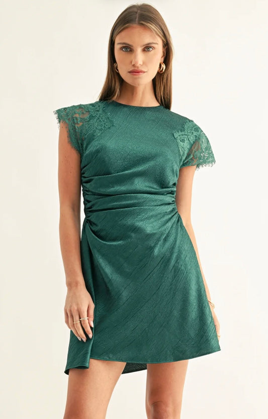Jordyn Asymmetrical Hem Ruched Mini Dress