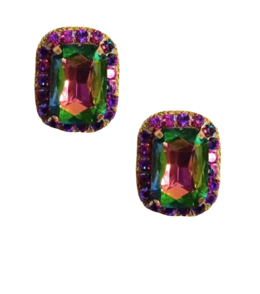 Mardi Gras Statement Stud Earrings
