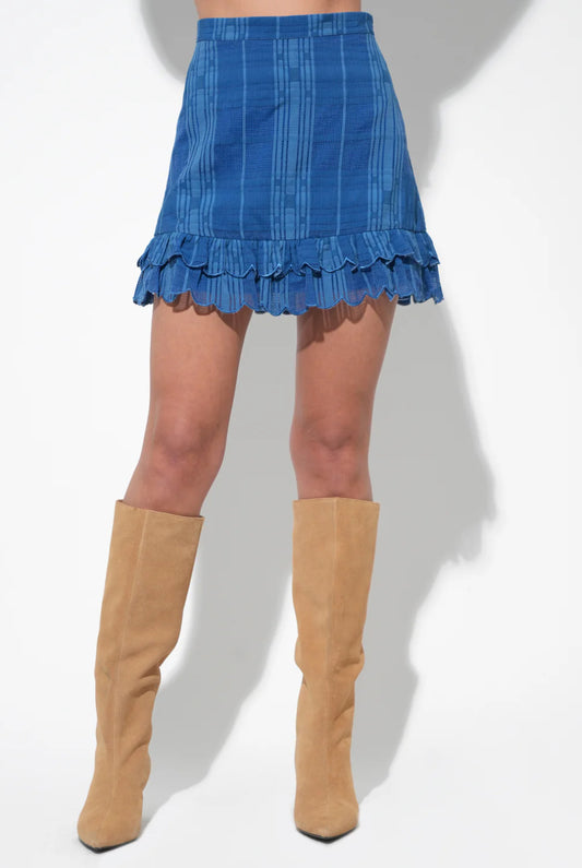 Bella Scalloped Jacquard Stripe Mini Skirt