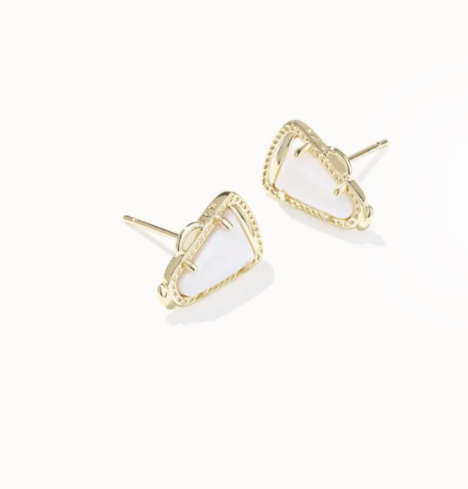 Cheer Stud Earring Gold White MOP