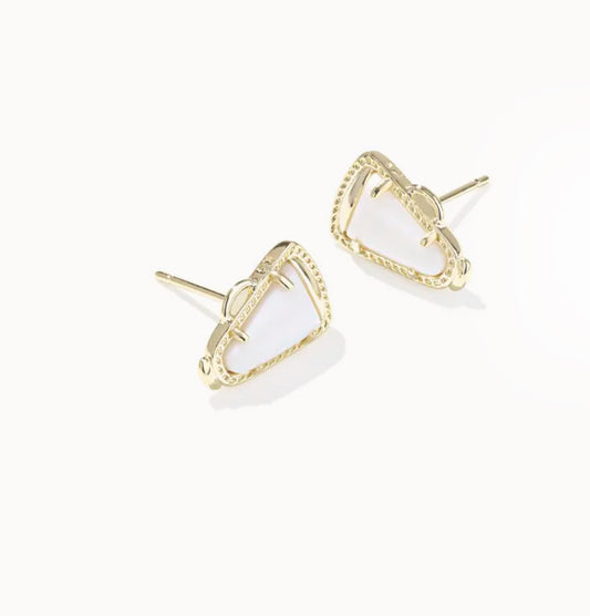 Cheer Stud Earring Gold White MOP