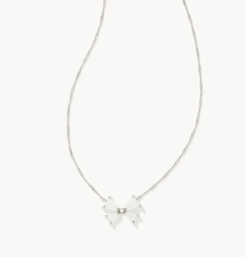 Blair Bow Small Pendant Necklace Rhodium Iridescent