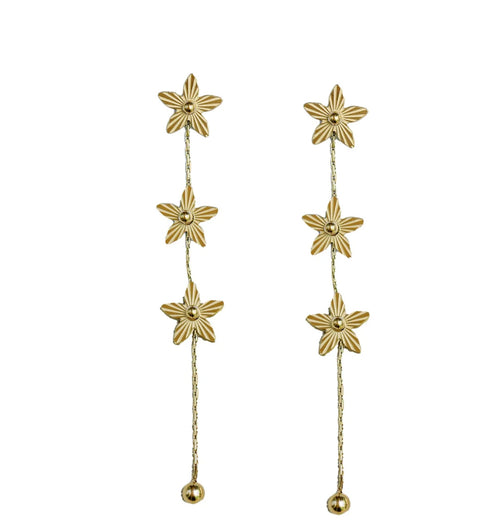 Gold Flower Duster Drop Earrings