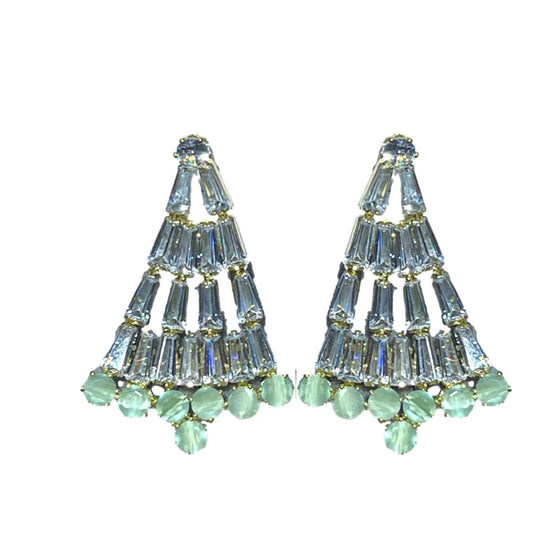 Crystal and Chalcedony Christmas Tree Holiday Earrings
