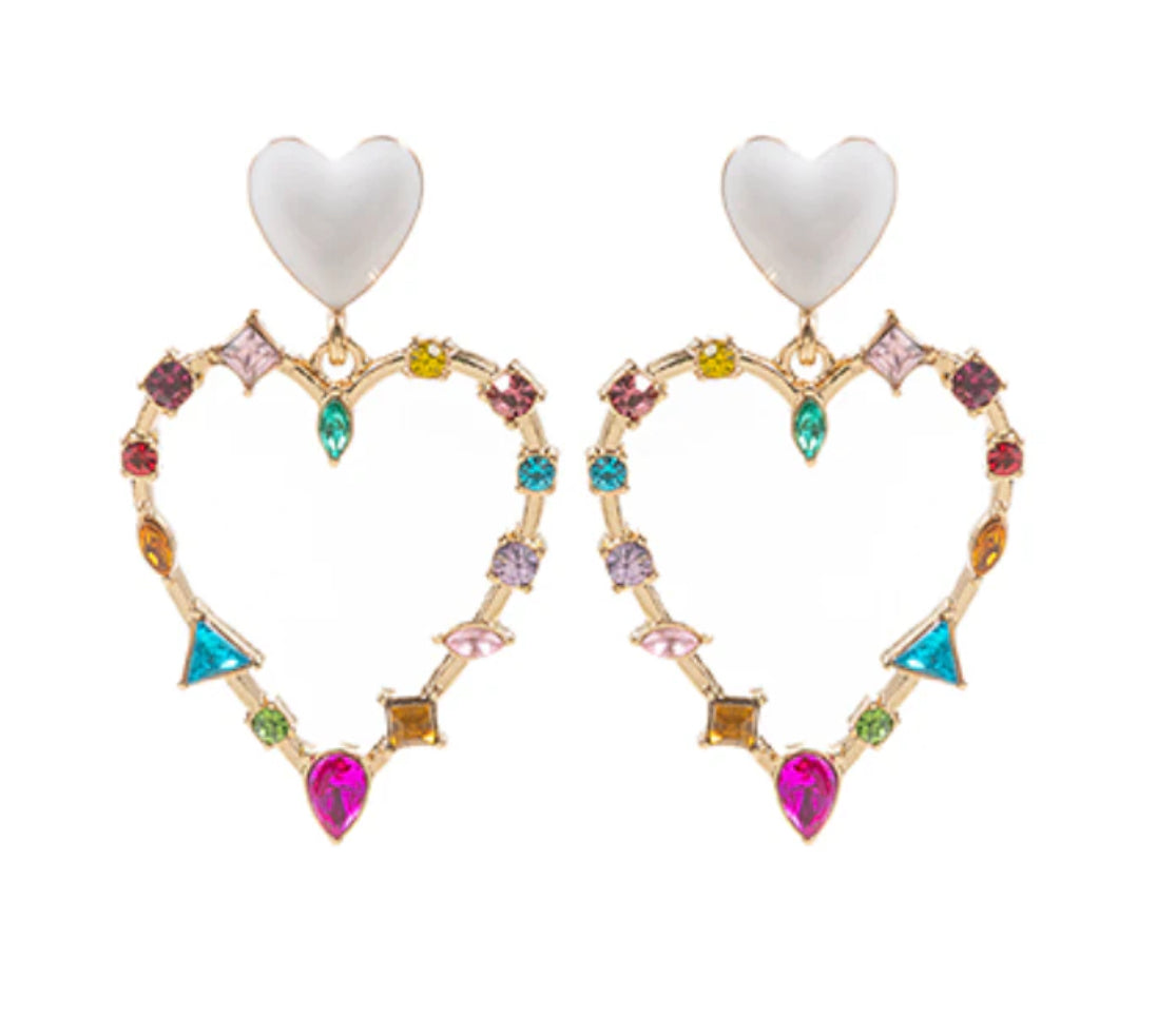 Valentine’s Open Heart Rhinestone Dangle Earrings