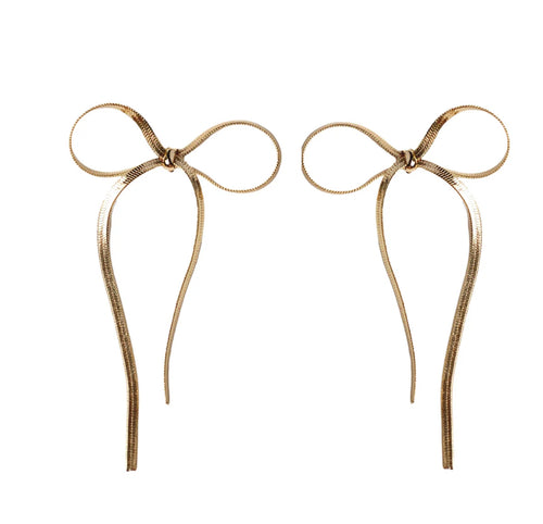 Maxi Gold Duster Bow Earrings