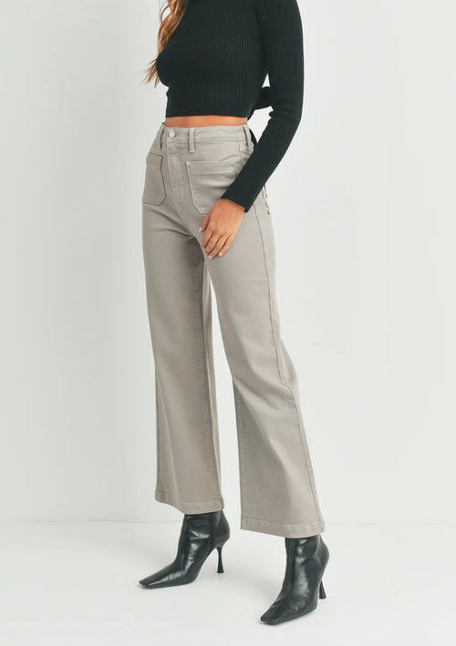 Patch Pocket Wide Leg Jean In Moonstone