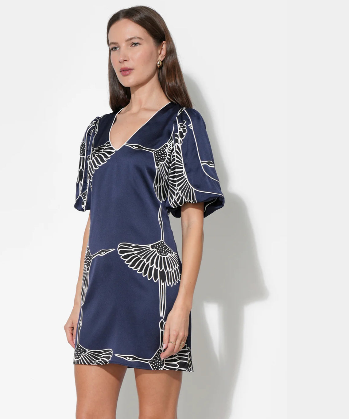 Sylvie V Neck Bubble Sleeve Mini Dress