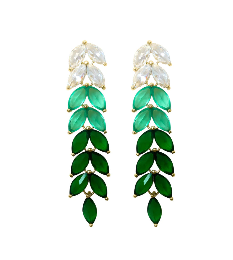 Emerald Green Holiday Ombre Christmas Statement Earrings