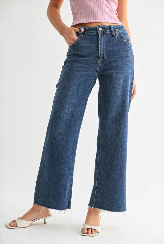 Dark Slim Wide Leg Jean