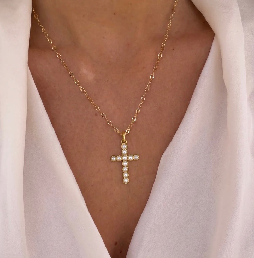 Francesca Stone Cross- Pearl