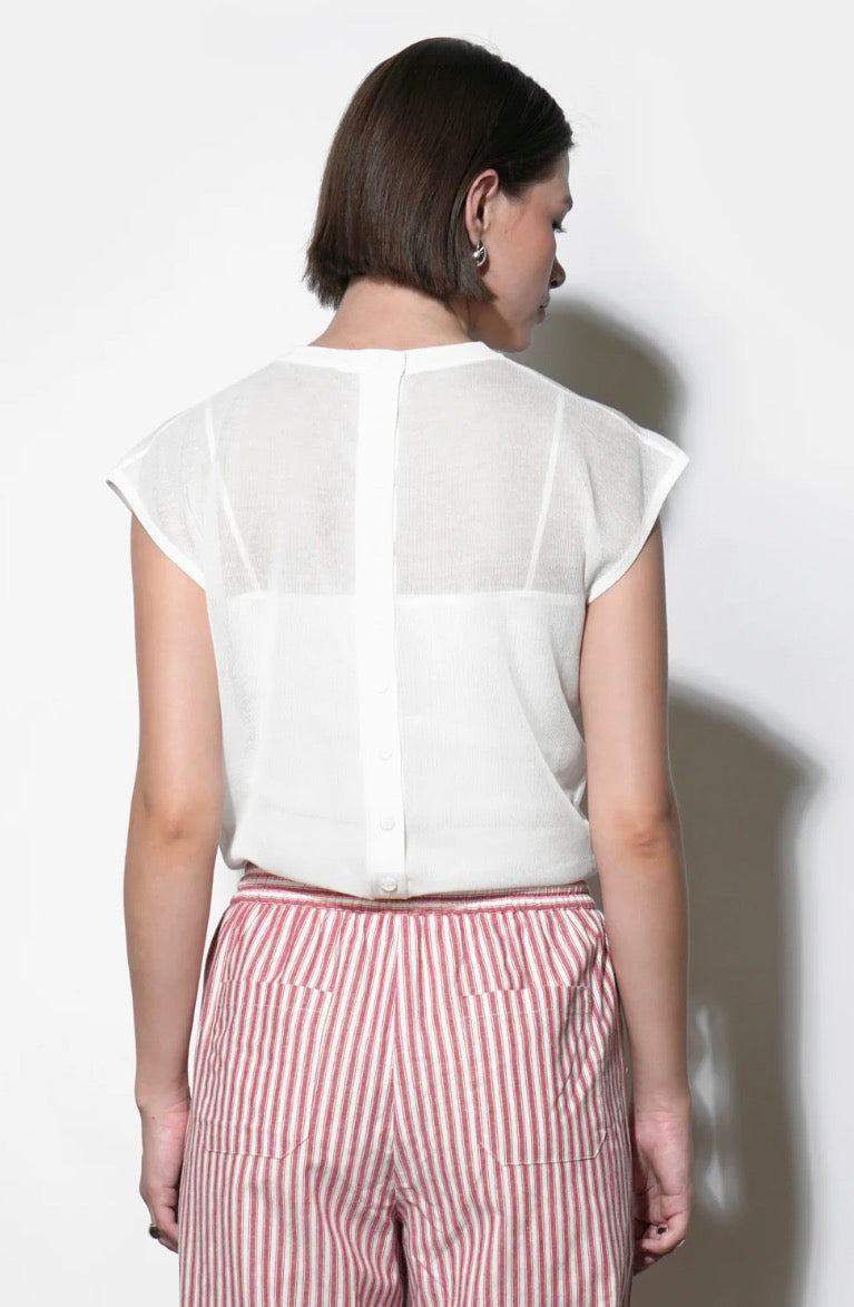 White Natalia Sheer Bubble Sweater Top