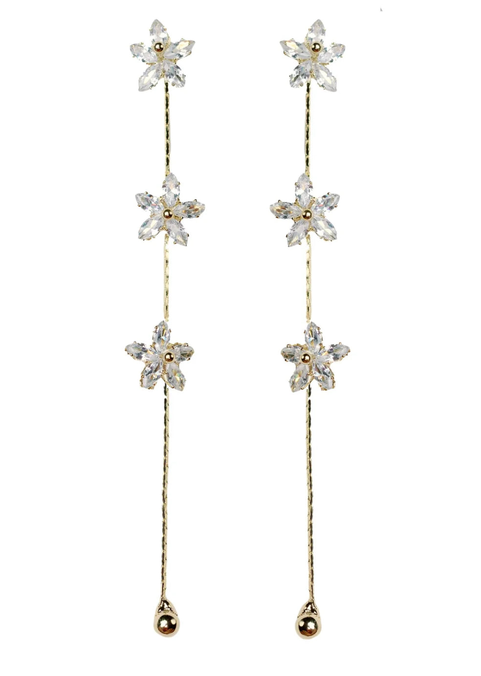 Diamond Daisy Gold Duster Drop Earrings