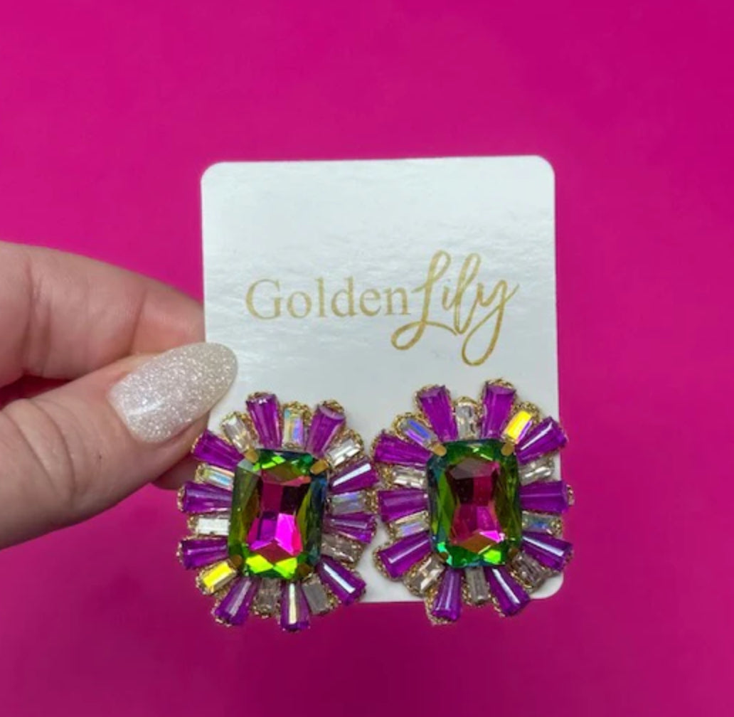 Mardi Gras Large Statement Earring