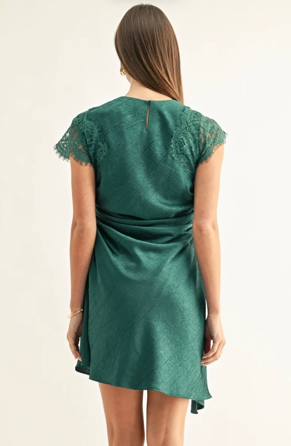 Jordyn Asymmetrical Hem Ruched Mini Dress