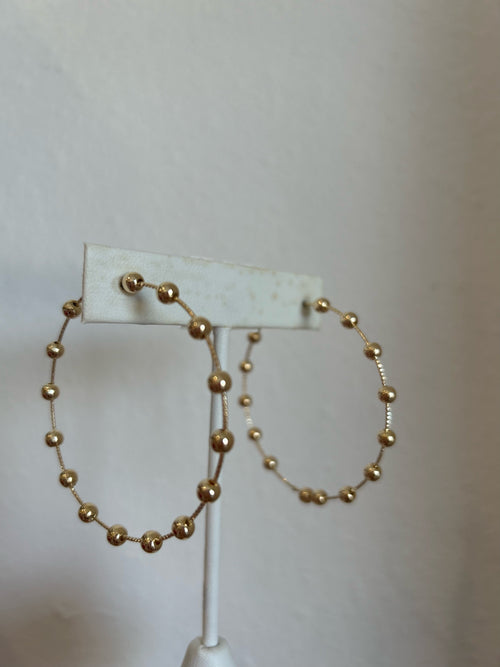 Gold Beaded Hoop Earrings