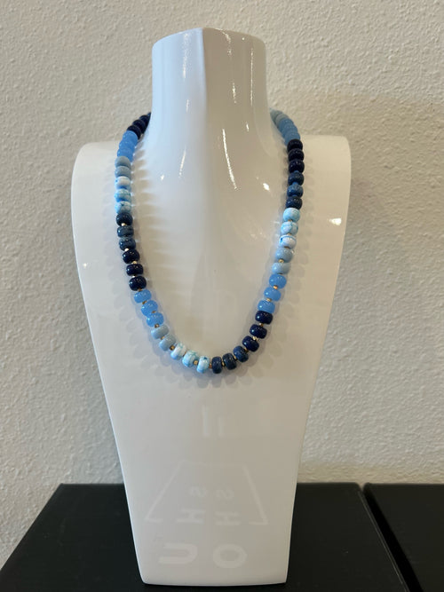 Multi Colored Blue Beaded Necklace